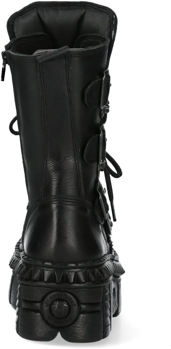New Rock WALL373-S6 Mens Black Leather Platform Goth Punk Boots
