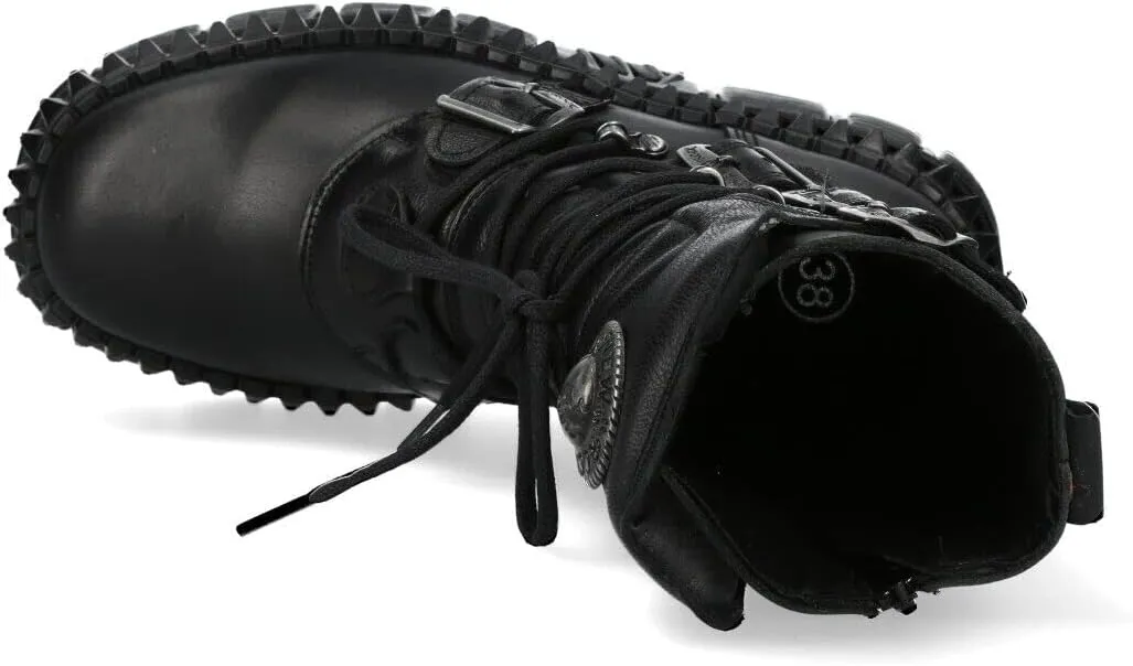 New Rock WALL373-S6 Mens Black Leather Platform Goth Punk Boots