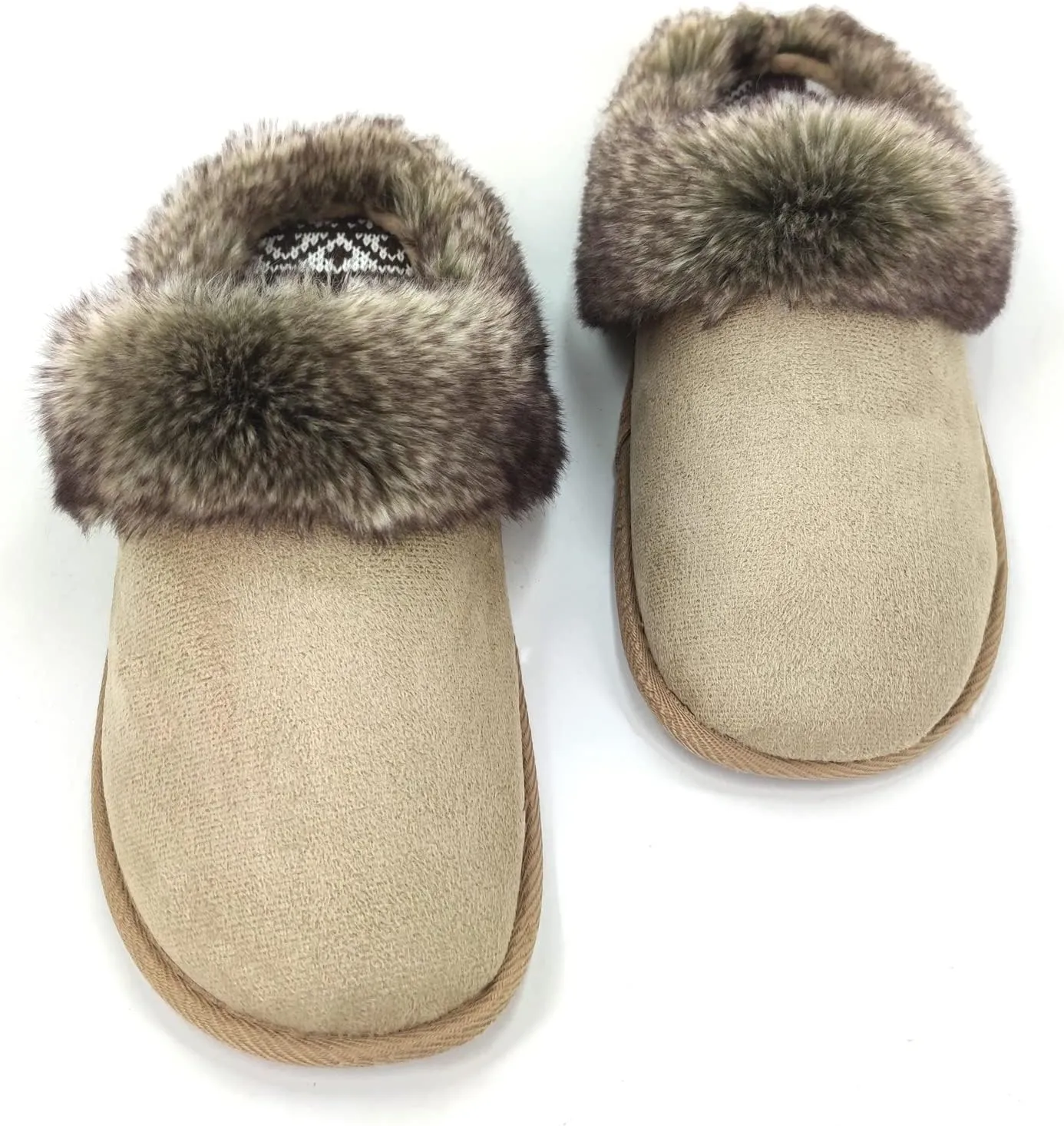 ofoot Womens Winter Warm Comfortable Moccasins Faux Fur Suede Slip On Slippers Mules Furry House Shoes