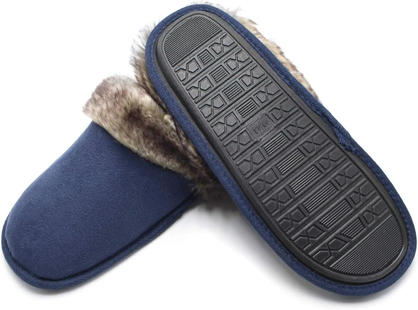 ofoot Womens Winter Warm Comfortable Moccasins Faux Fur Suede Slip On Slippers Mules Furry House Shoes