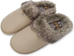 ofoot Womens Winter Warm Comfortable Moccasins Faux Fur Suede Slip On Slippers Mules Furry House Shoes