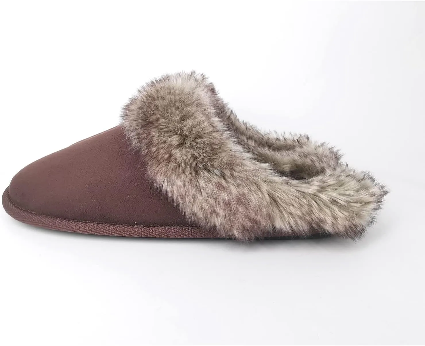 ofoot Womens Winter Warm Comfortable Moccasins Faux Fur Suede Slip On Slippers Mules Furry House Shoes