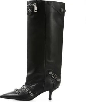 Oiamenne Knee High Boots for Women Wide Calf Boots Pointed Toe Tall Boots Kitten Heel Boots Womens Fall Winter Boots for Party Gifts Dress