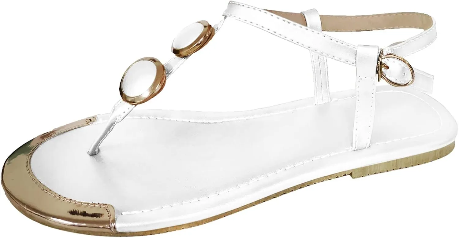 oiangi Flat Sandals for Women Summer Fashion Comfy Thong Strap Buckle Clip Toe Slipper Beach Sandalias Trendy Ankle Straps Casual Shoes Flip Flops