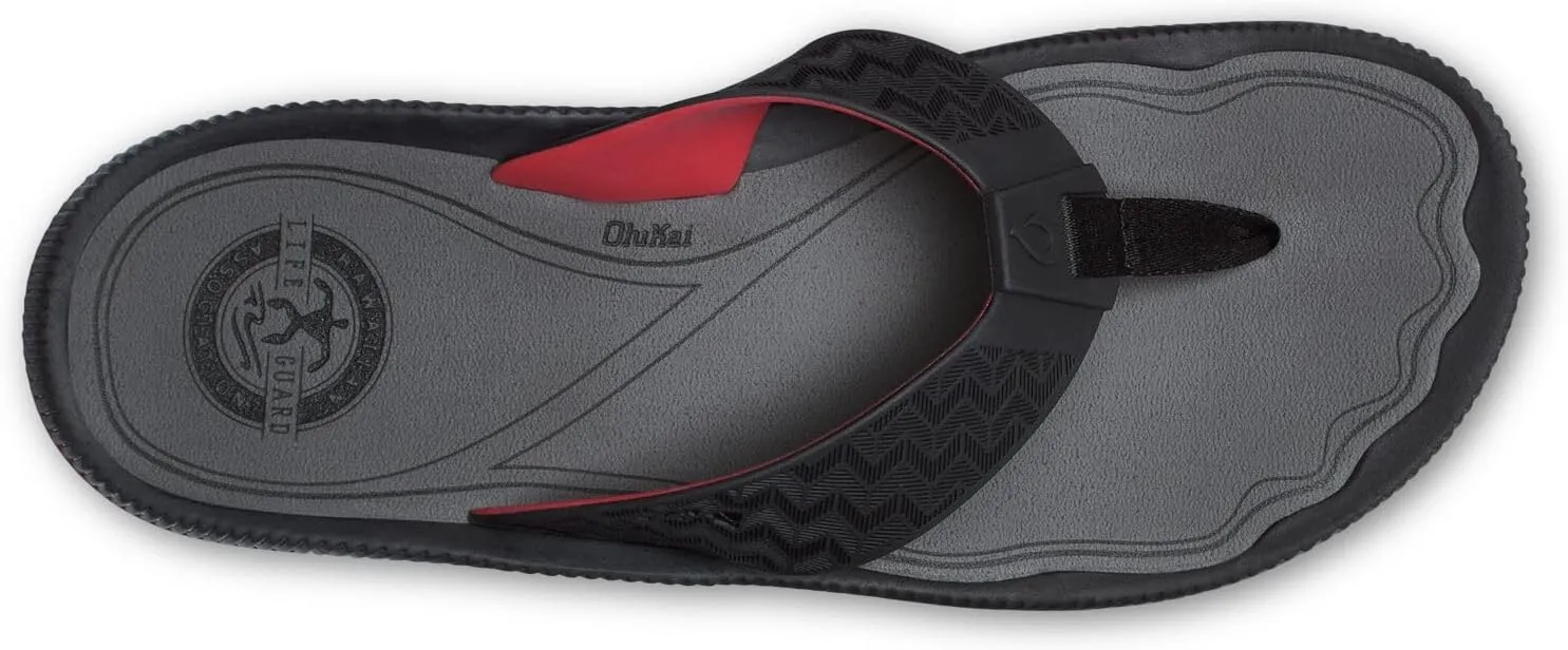 OLUKAI Awiki Men's Beach Sandals, Quick-Dry Flip-Flop Slides, Water Resistant Lining & Wet Grip Soles, All-Day Comfort & Arch Support