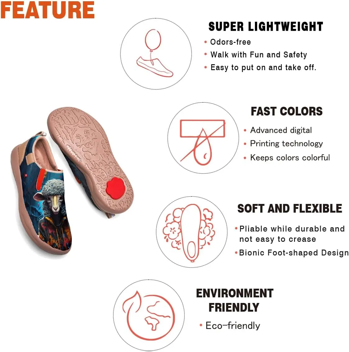 Onehorse Womens Painted Punk Travel Loafers - Casual Walking Shoes Comfortable Lightweight Sneakers