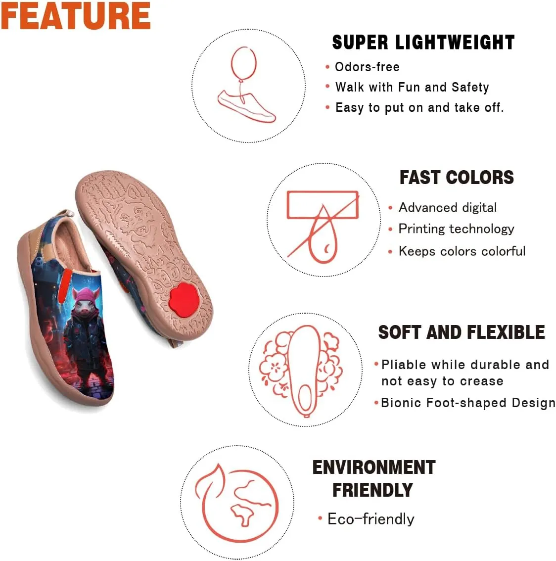 Onehorse Womens Painted Punk Travel Loafers - Casual Walking Shoes Comfortable Lightweight Sneakers