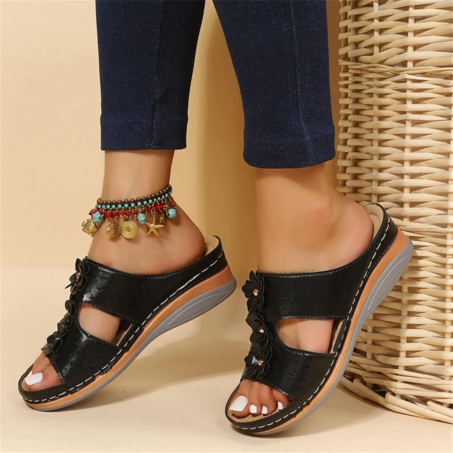 Ortho Walking Sandals for Women Sandals Women Dressy Summer Flat Gladiator Flat Sandals for Women Dressy Support Shoes for Women Extra Wide Walking Shoes for Women Black Shoes Women Dressy