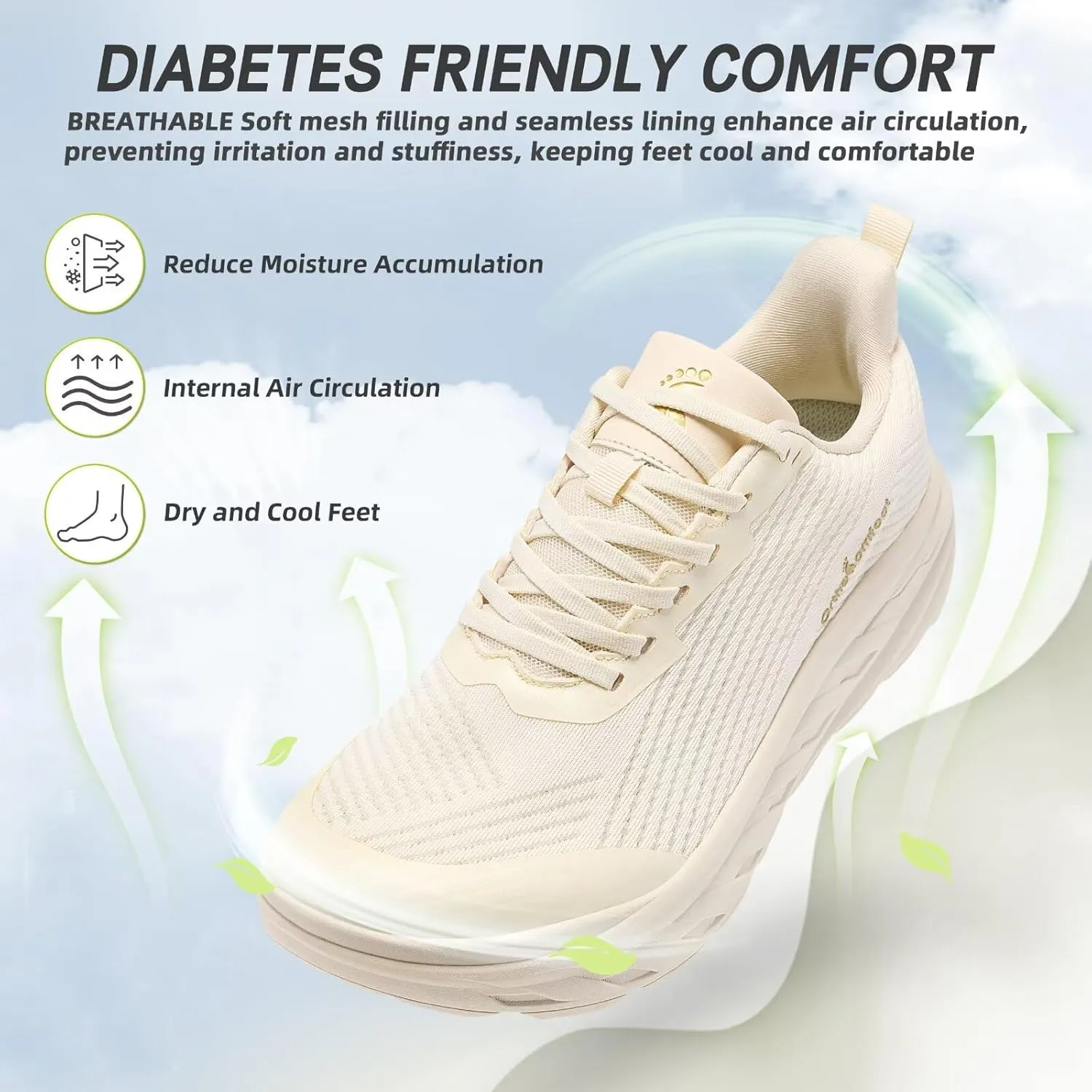 OrthoComfoot Orthopedic Diabetic Men's Wide Shoes: Comfortable Arch Support Running Sneakers, Plantar Fasciitis Wide Toe Box Work Tennis Outdoor Walking Shoes for Swollen Feet, Heel Pain