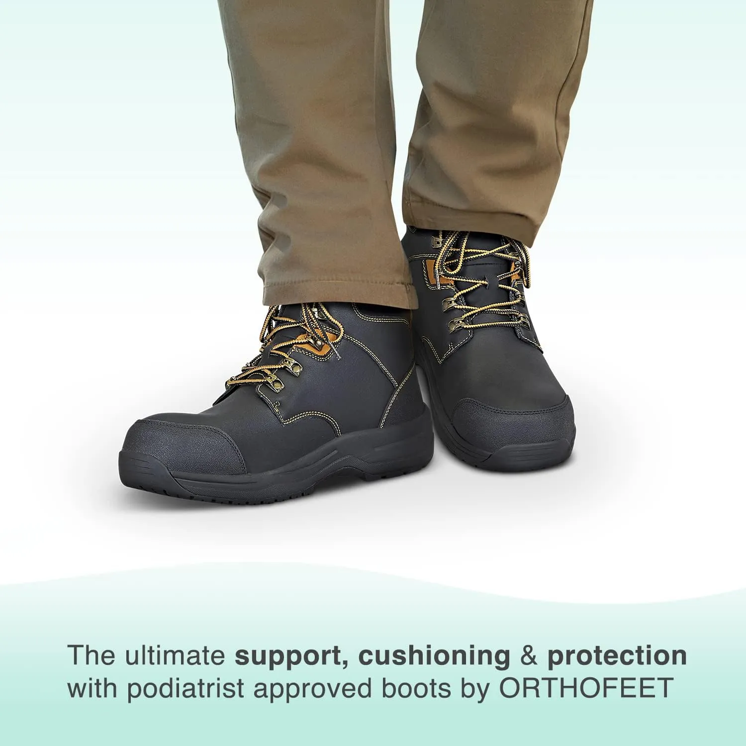 Orthofeet Men's Orthopedic Leather Granite Waterproof Work Boots