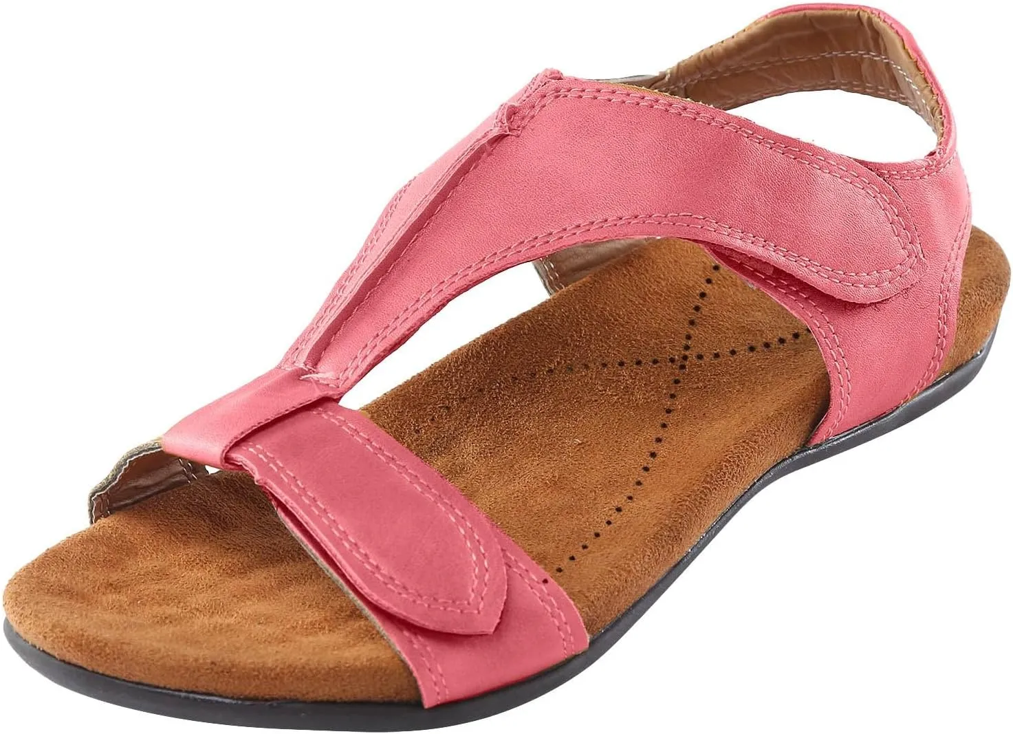 Orthopedic Sandals for Womens Dressy Summer T-strap Walking Comfortable Sandals Soft Cushion Outdoor Flat Beach Sandals