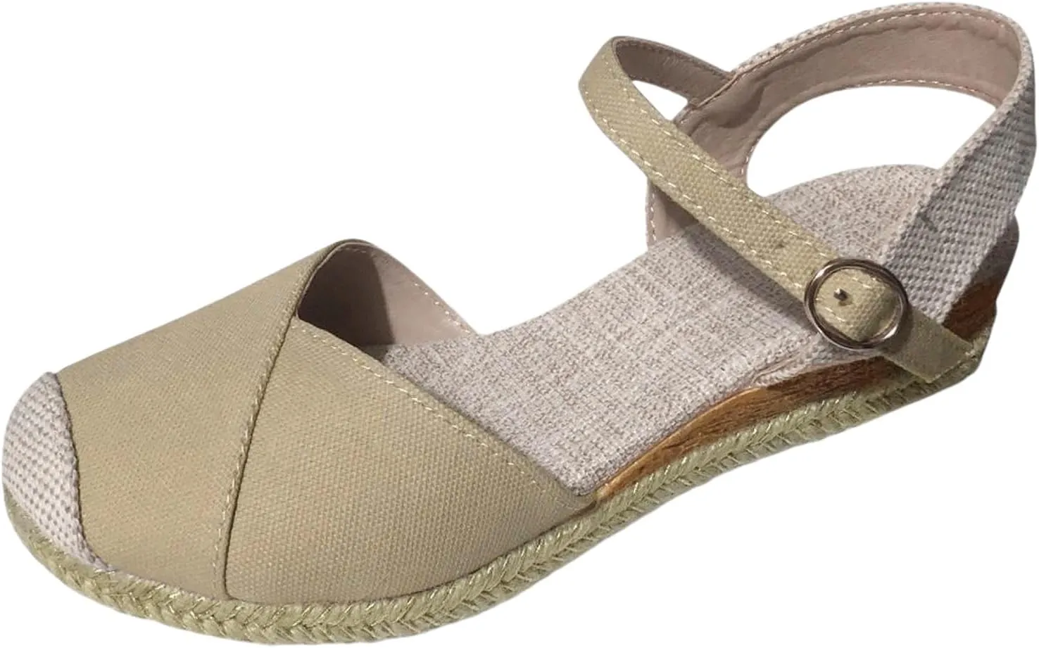 Orthopedic Shoes for Women Closed Toe Platform Heels Sandals Summer Dressy Flats Ankle Strap Espadrilles Wedge Sandal Adjustable Buckle Flat Shoe Boho Beach Slippers Comfortable Walking Outdoor Shoe