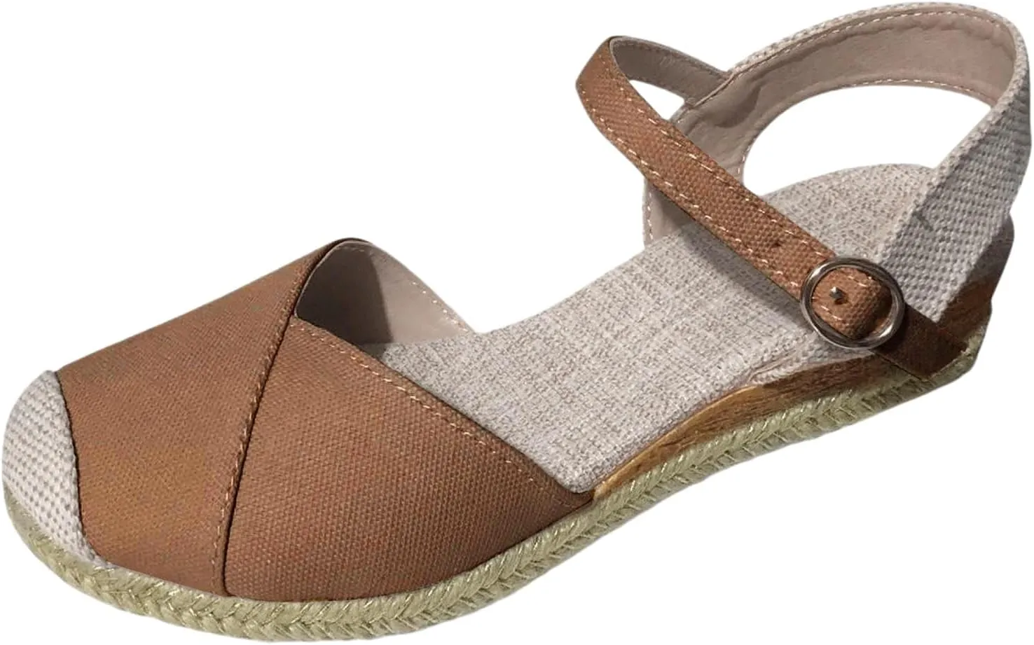 Orthopedic Shoes for Women Closed Toe Platform Heels Sandals Summer Dressy Flats Ankle Strap Espadrilles Wedge Sandal Adjustable Buckle Flat Shoe Boho Beach Slippers Comfortable Walking Outdoor Shoe