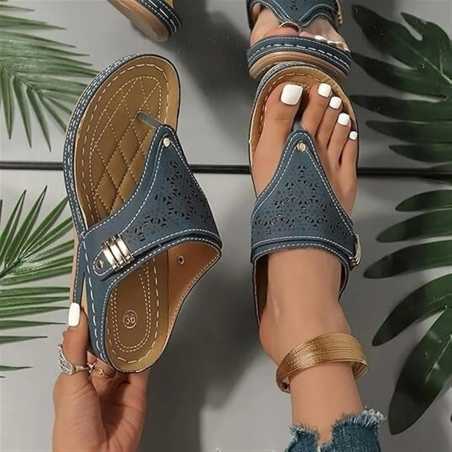 Orthopedic Wedge Flip Flops Women Summer Dressy Flat Open Toe Platform Sandals with Arch Support Silppers Comfortable Slip on Sandals Beach Sandals Dress Shoes Vacation Slippers