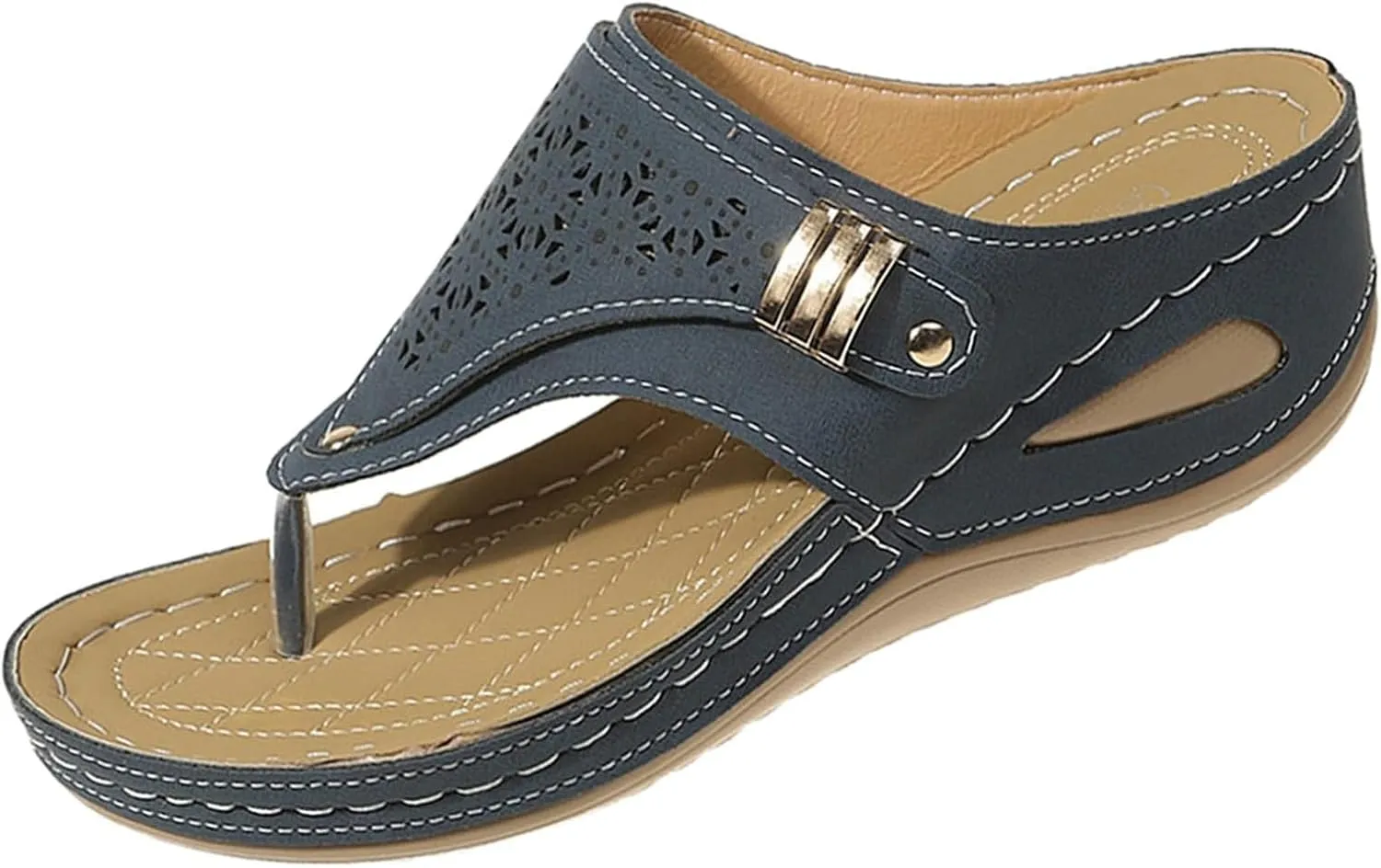Orthopedic Wedge Flip Flops Women Summer Dressy Flat Open Toe Platform Sandals with Arch Support Silppers Comfortable Slip on Sandals Beach Sandals Dress Shoes Vacation Slippers