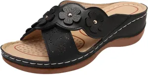 Orthopedic Wedge Sandals for Women Dressy Summer 2025,Womens Hollow Flower Comfortable Sandals Arch Support Casual Slippers Slip On Platform Wedge Sandals Sandalias Beach Slide Walking Flip Flops