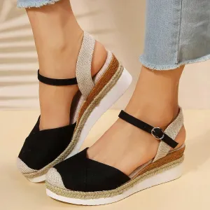 Orthopedic Wedge Sandals for Women Dressy Summer Platform Espadrilles Open Toe Ankle Strap Sandals Womens Casual Strappy Beach Vacation Sandals Comfortable Walking Outdoor Shoes