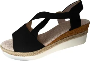 Orthopedic Wedge Sandals for Women Summer Dressy Flat Open Toe Ankle Strap Platform Espadrilles Sandals Casual Strappy Slip on Sandals Beach Anti-Slip Sandals Comfortable Outdoor Shoes