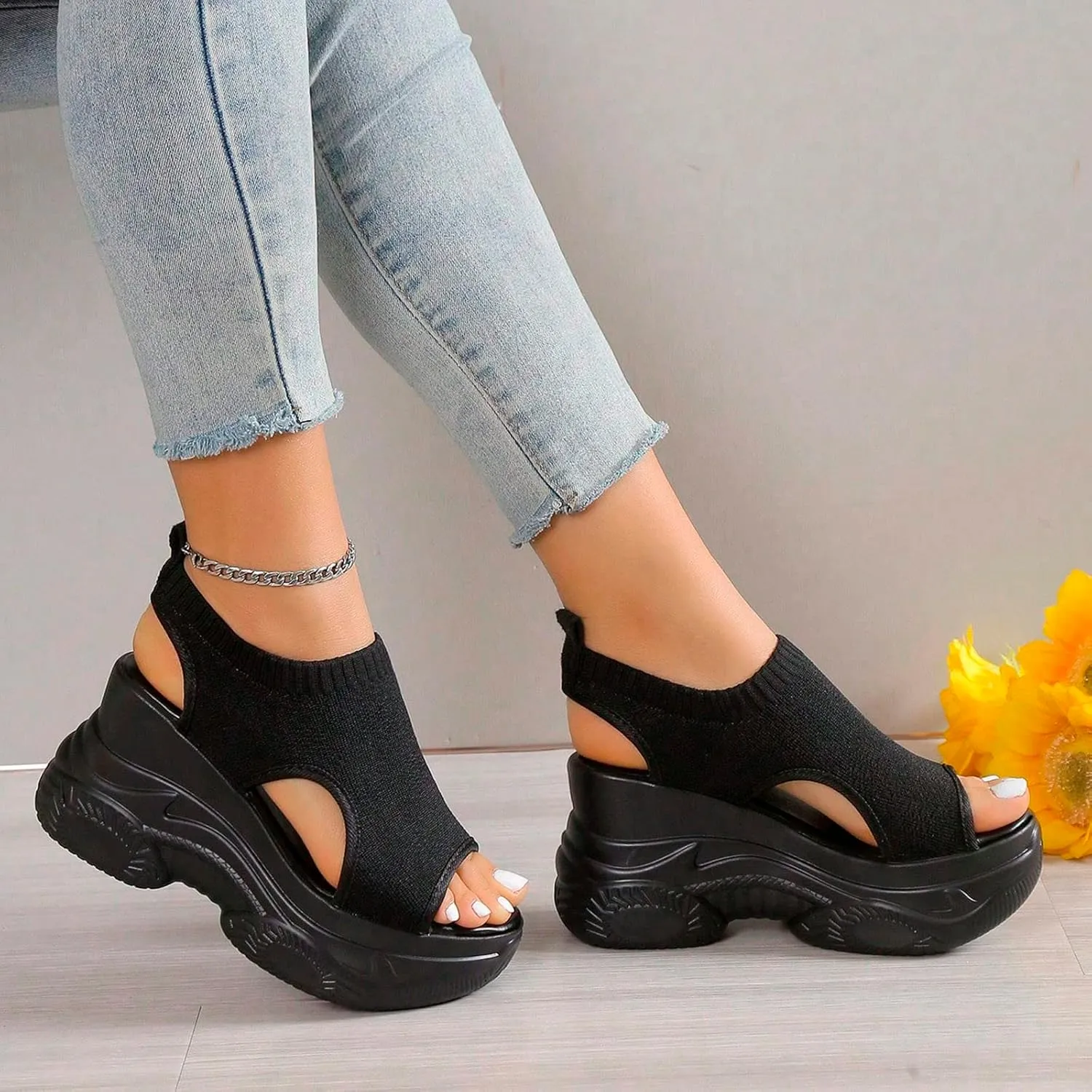 Orthopedic Wedge Sandals for Women Summer Open Toe Ankle Strap Platform Sandals Casual Strappy Slip on Sandals Beach Sandals