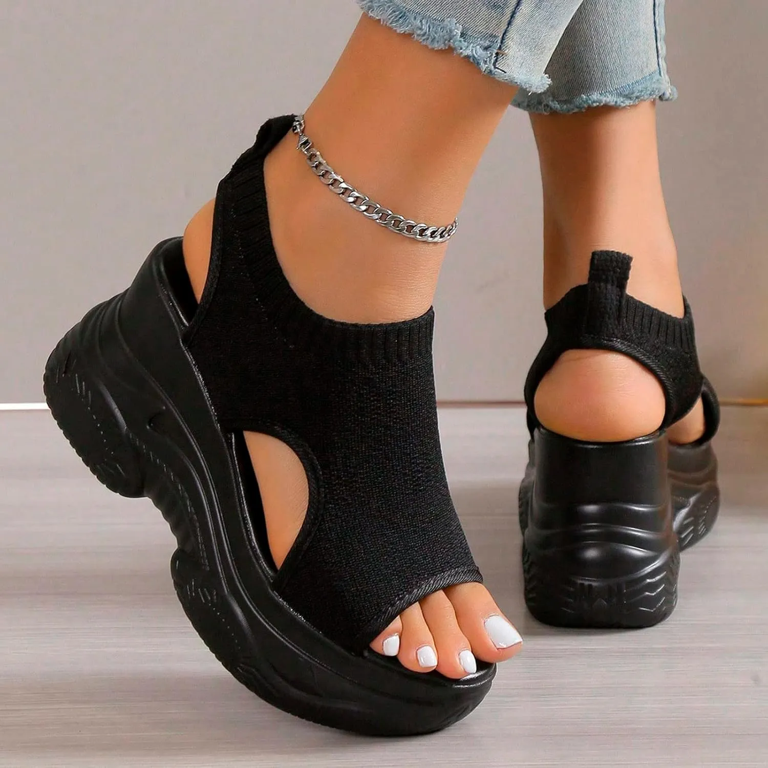 Orthopedic Wedge Sandals for Women Summer Open Toe Ankle Strap Platform Sandals Casual Strappy Slip on Sandals Beach Sandals
