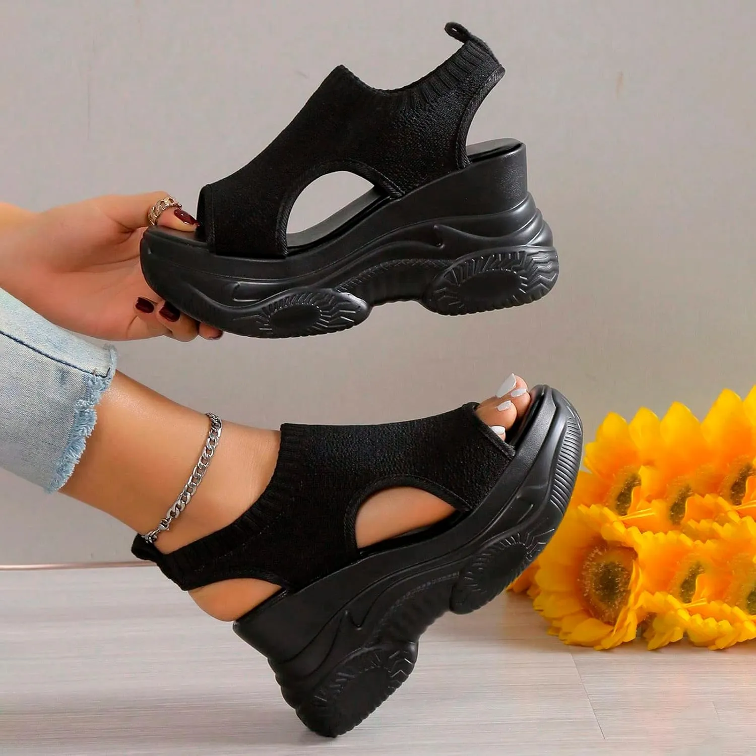 Orthopedic Wedge Sandals for Women Summer Open Toe Ankle Strap Platform Sandals Casual Strappy Slip on Sandals Beach Sandals