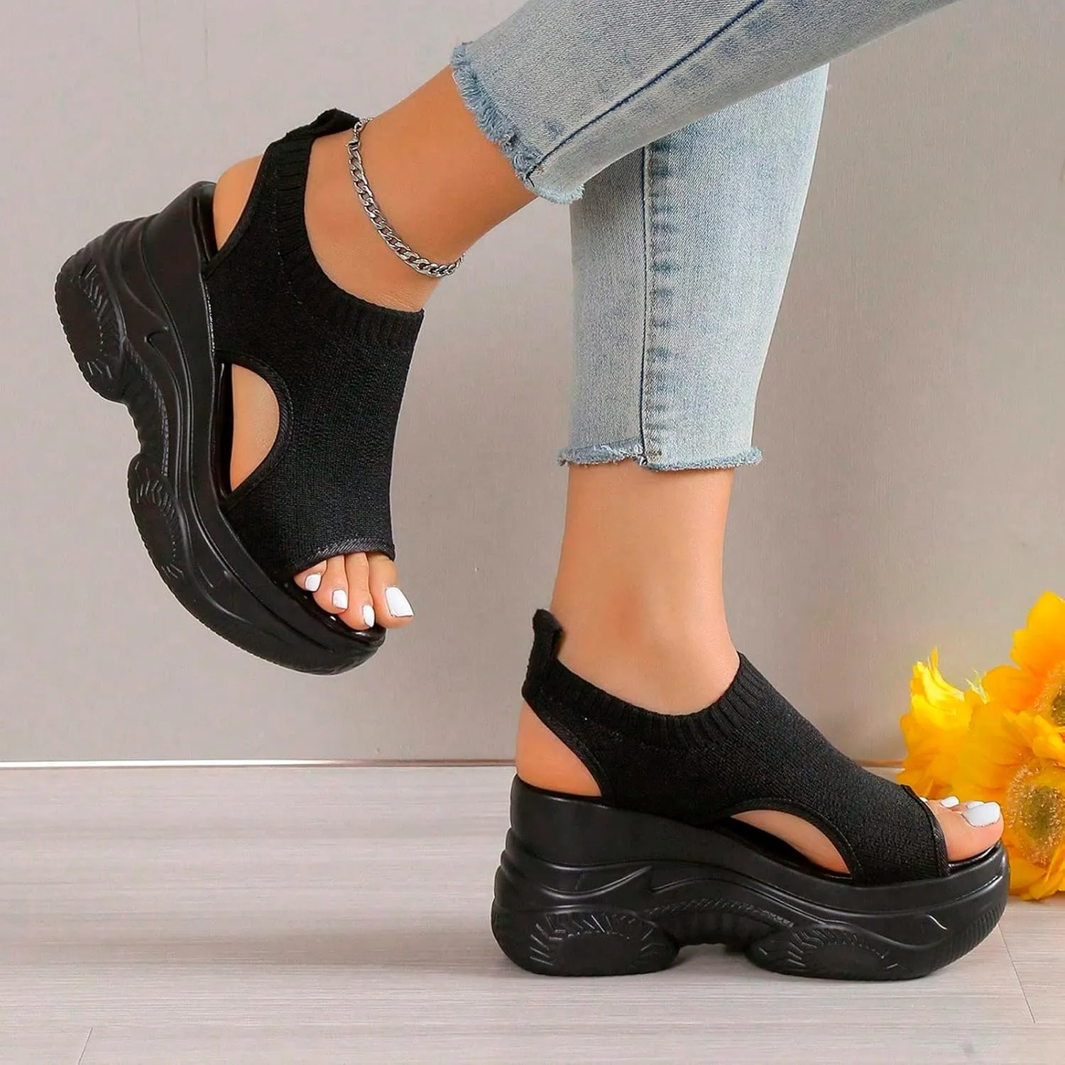 Orthopedic Wedge Sandals for Women Summer Open Toe Ankle Strap Platform Sandals Casual Strappy Slip on Sandals Beach Sandals