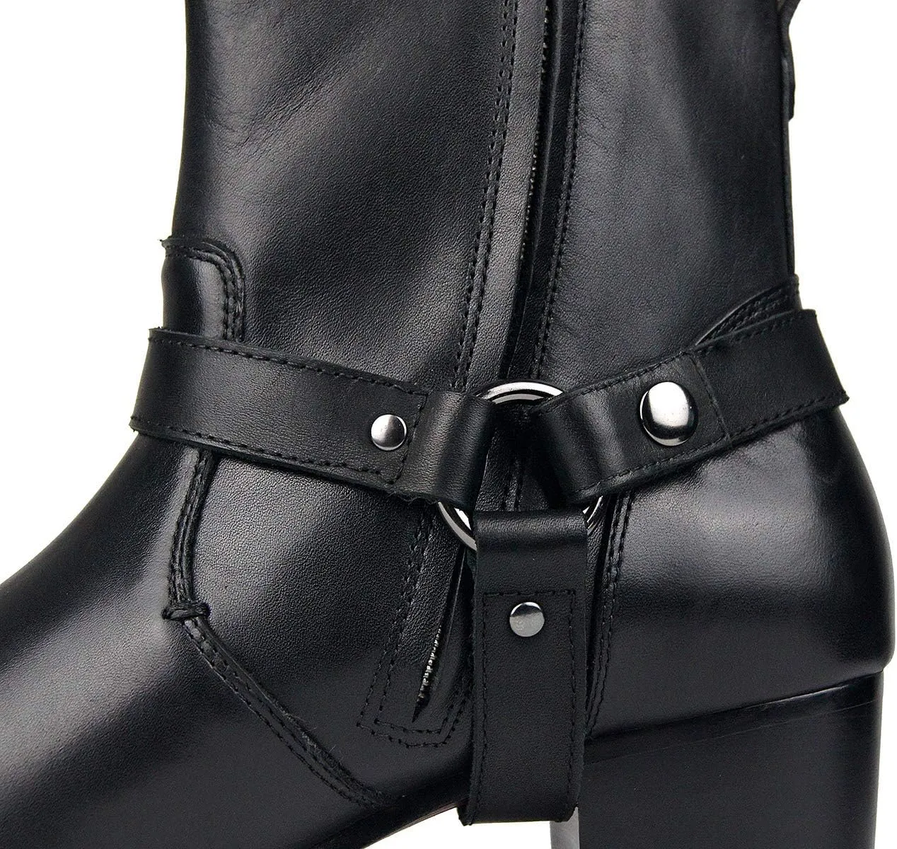 OSSTONE Dress Boot for Men Leather Chelsea Boots Casual Heel Shoes Zipper-up OS-JY002-US