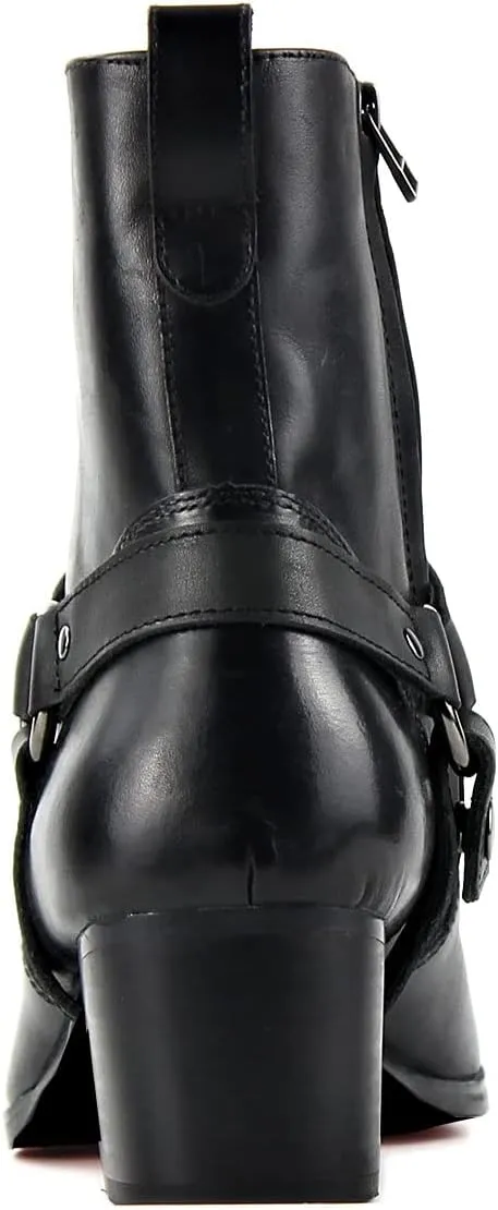 OSSTONE Dress Boot for Men Leather Chelsea Boots Casual Heel Shoes Zipper-up OS-JY002-US