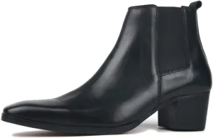 OSSTONE Dress Boot for Men Leather Chukka Designer Chelsea Boots Casual Heel Shoes Zipper-up OS-JY008