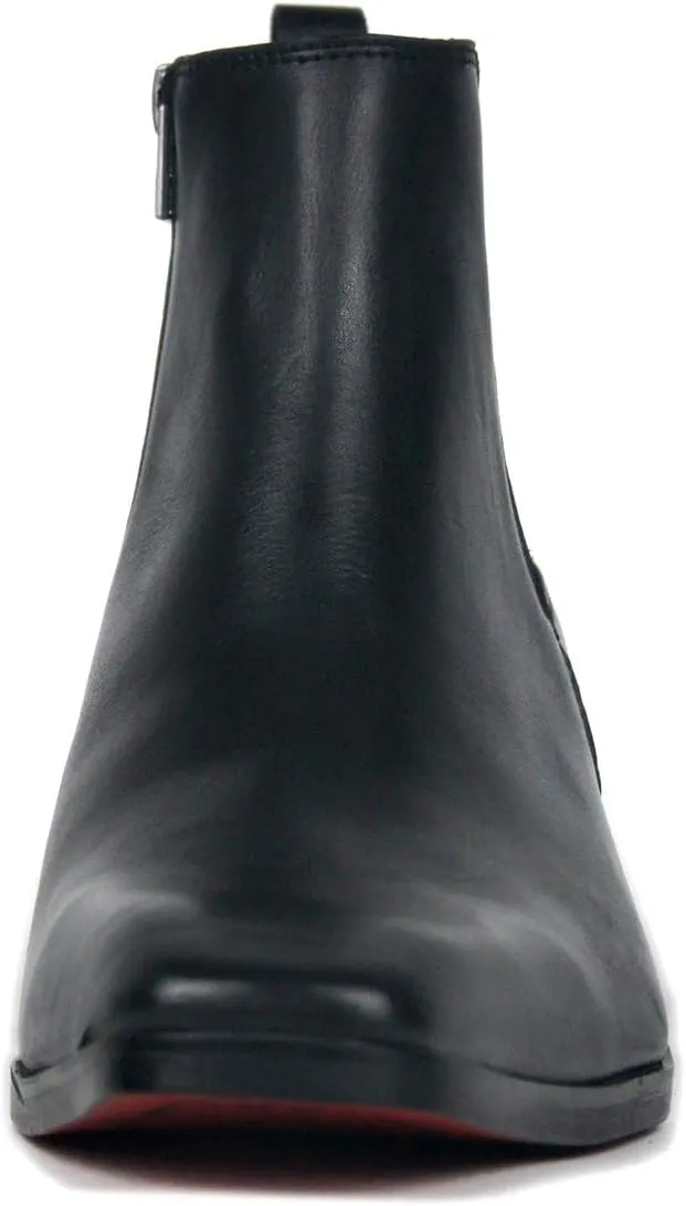 OSSTONE Dress Boot for Men Leather Chukka Designer Chelsea Boots Casual Heel Shoes Zipper-up OS-JY008