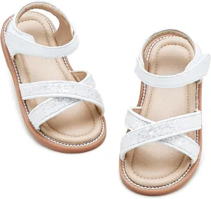 Otter MOMO Girls Open Toe Princess Flat Sandals with Comfort Sole Summer Sandals