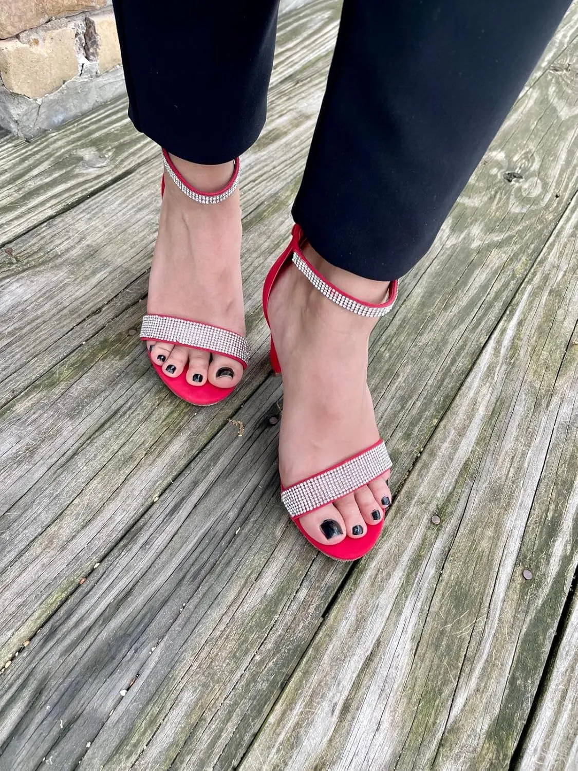 Over the Toe Strap Ankle Wrap Strap Heel， Open Toe Medium Heel