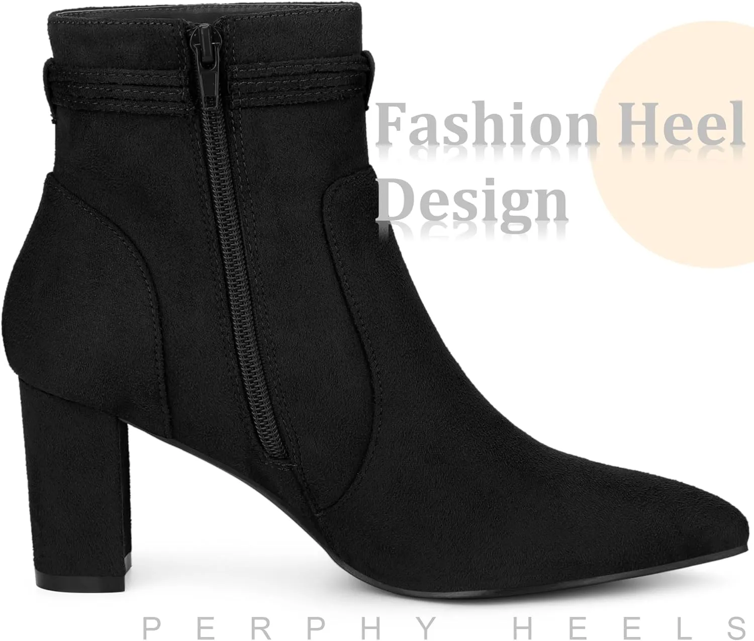 Perphy Bow Tie Booties Ankle Boots Pointed Toe Block Heel Boots for Women