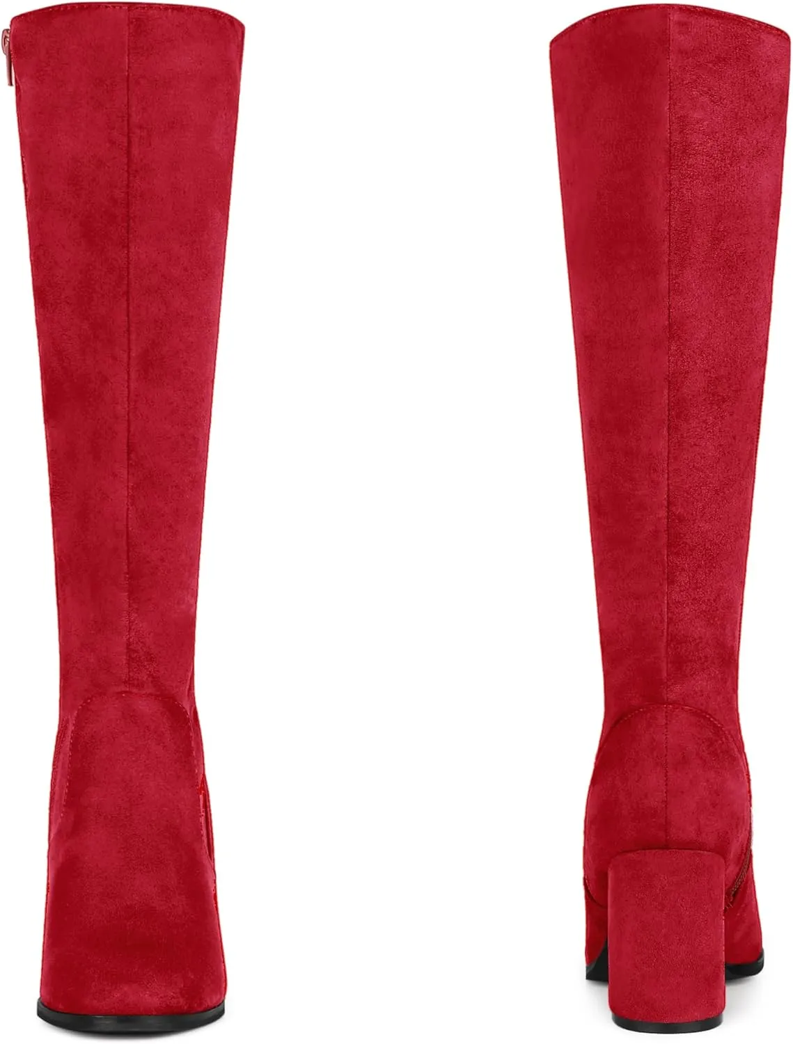 Perphy Round Toe Chunky Heels Knee High Boots for Women