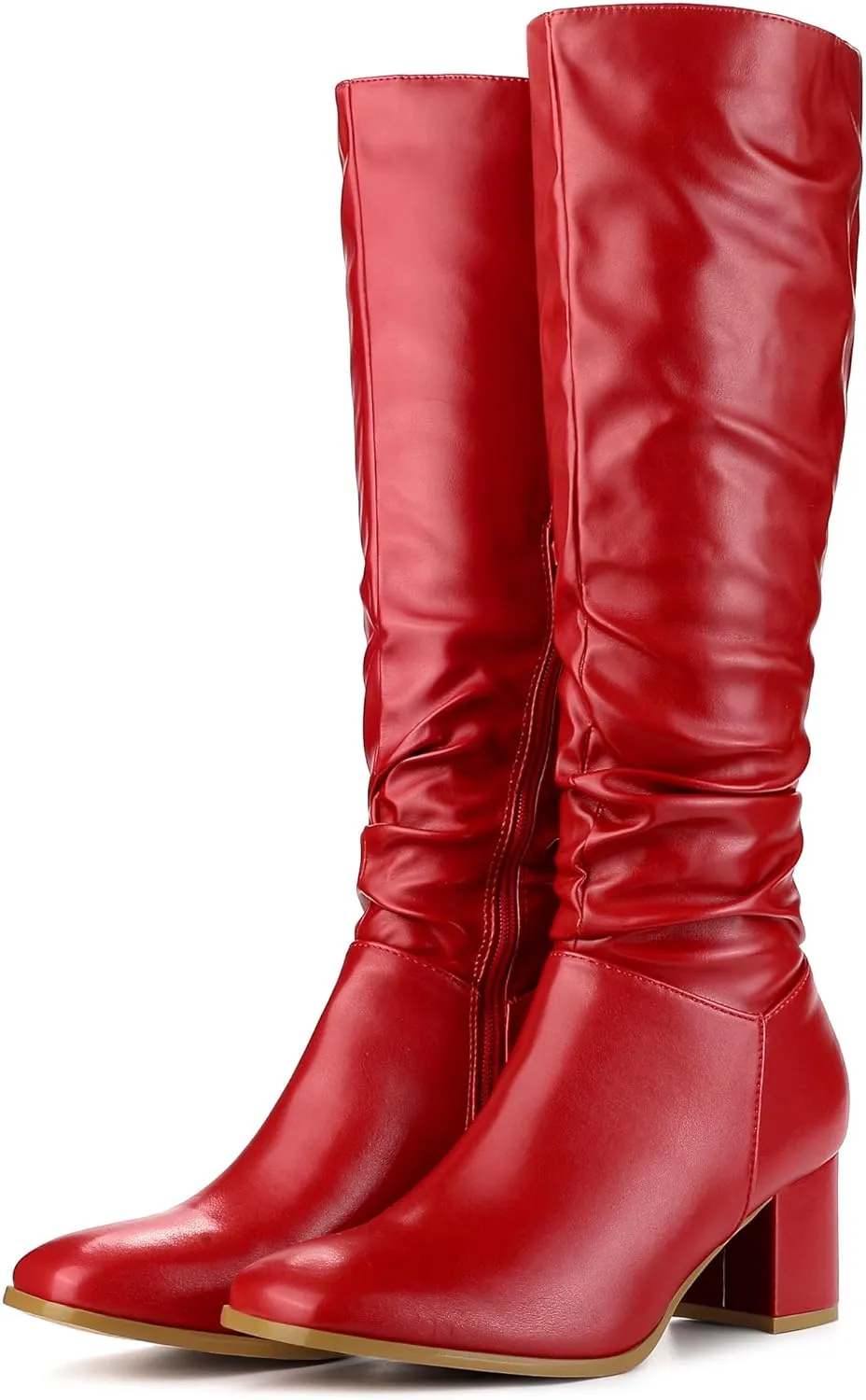 Perphy Thigh High Dress Boots Square Toe Chunky Heel Slouch Knee Highs Boots for Women