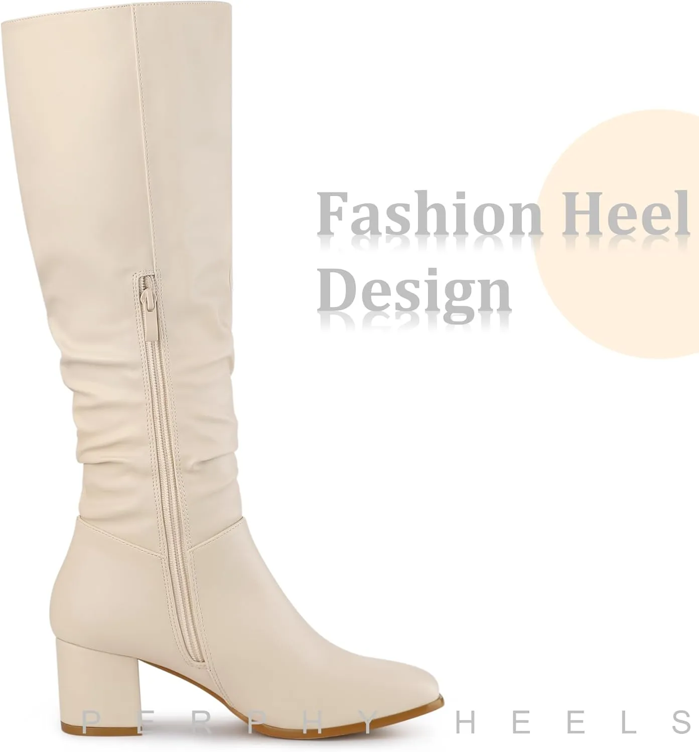 Perphy Thigh High Dress Boots Square Toe Chunky Heel Slouch Knee Highs Boots for Women