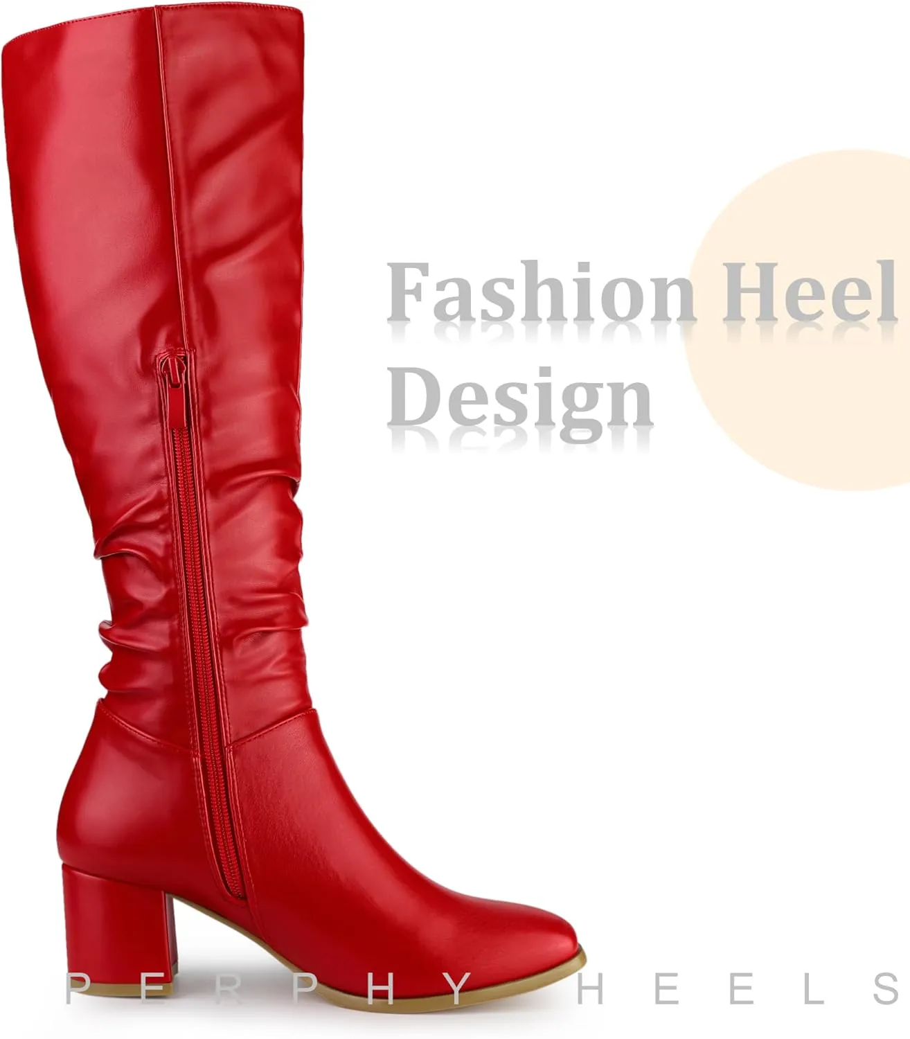Perphy Thigh High Dress Boots Square Toe Chunky Heel Slouch Knee Highs Boots for Women