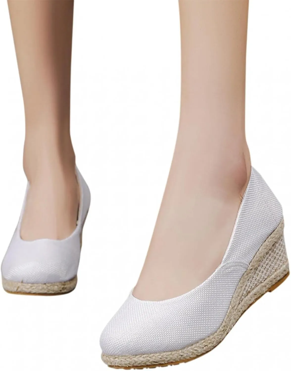 Platform Espadrilles for Women Dressy Closed Toe Slingback Pointed Toe Comfortable Wedge Pumps Shoes Slip On Wedge Sandals Mid Low Heel Canvas Walking Shoes