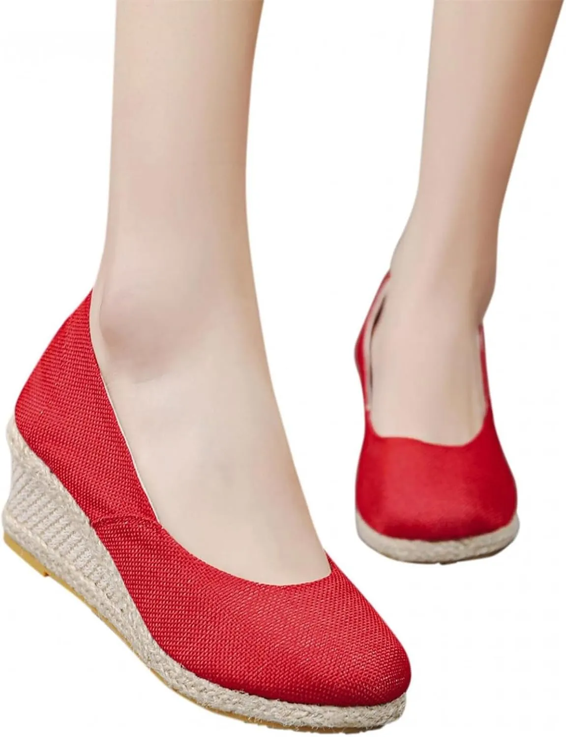 Platform Espadrilles for Women Dressy Closed Toe Slingback Pointed Toe Comfortable Wedge Pumps Shoes Slip On Wedge Sandals Mid Low Heel Canvas Walking Shoes