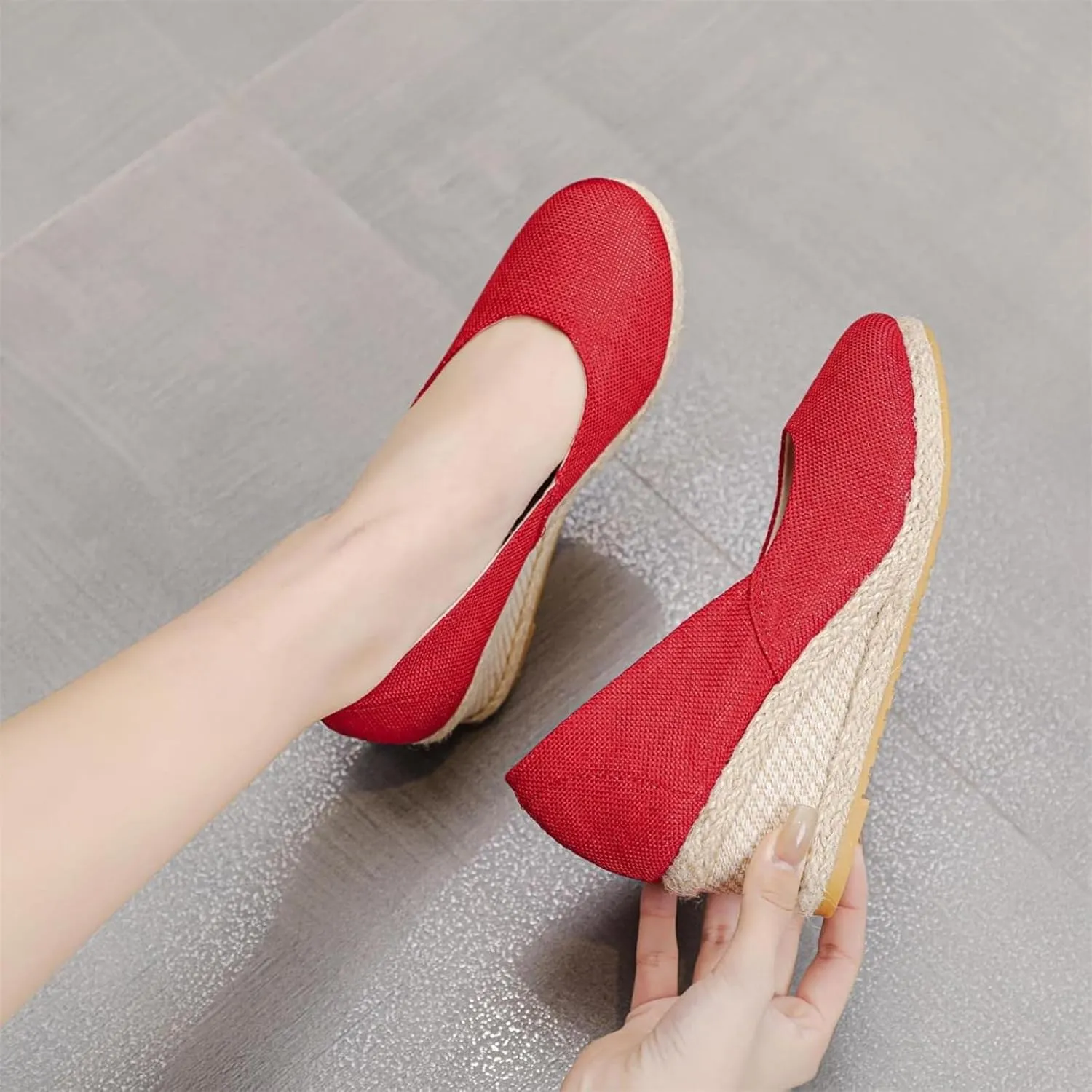 Platform Espadrilles for Women Dressy Closed Toe Slingback Pointed Toe Comfortable Wedge Pumps Shoes Slip On Wedge Sandals Mid Low Heel Canvas Walking Shoes