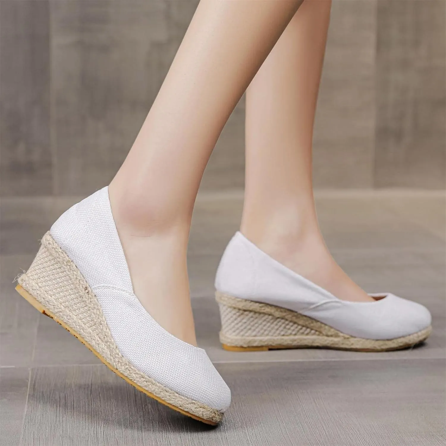Platform Espadrilles for Women Dressy Closed Toe Slingback Pointed Toe Comfortable Wedge Pumps Shoes Slip On Wedge Sandals Mid Low Heel Canvas Walking Shoes
