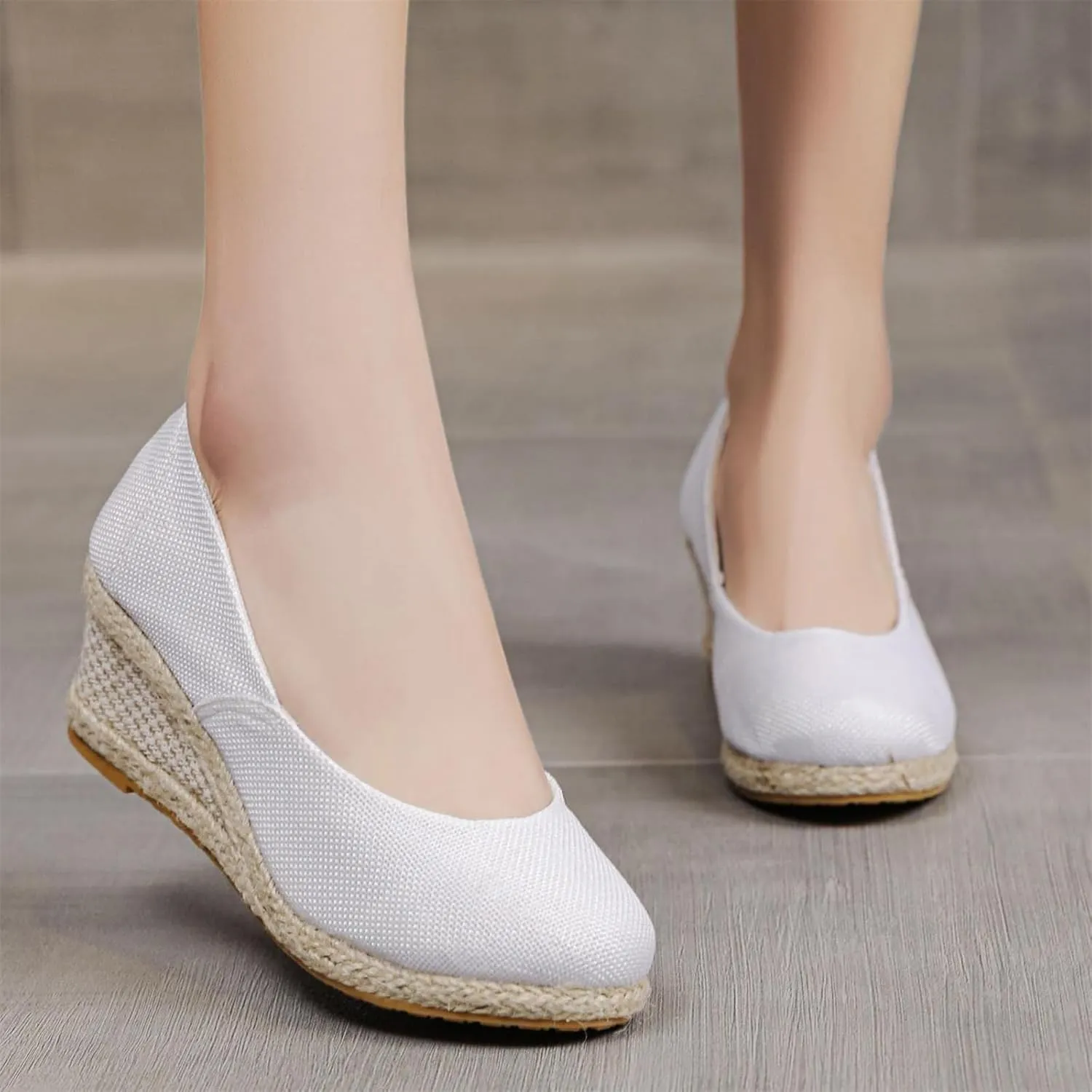 Platform Espadrilles for Women Dressy Closed Toe Slingback Pointed Toe Comfortable Wedge Pumps Shoes Slip On Wedge Sandals Mid Low Heel Canvas Walking Shoes