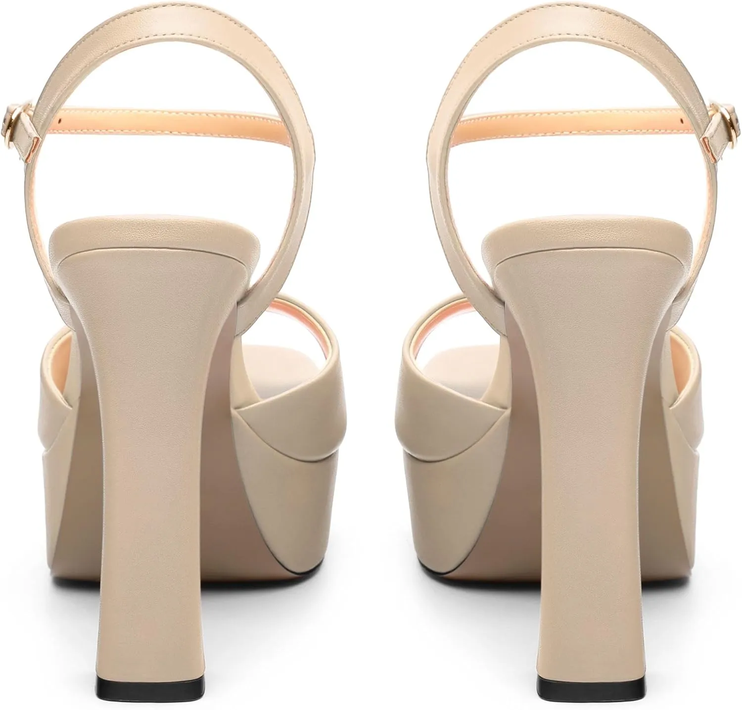 Platform High Heels for Women, Chunky Heels Sandals for Women Comfy Square Open Toe Ankle Strap Stylish Heeled Sandals Party Prom Wedding Dress Pumps Shoes 4.7 Inch
