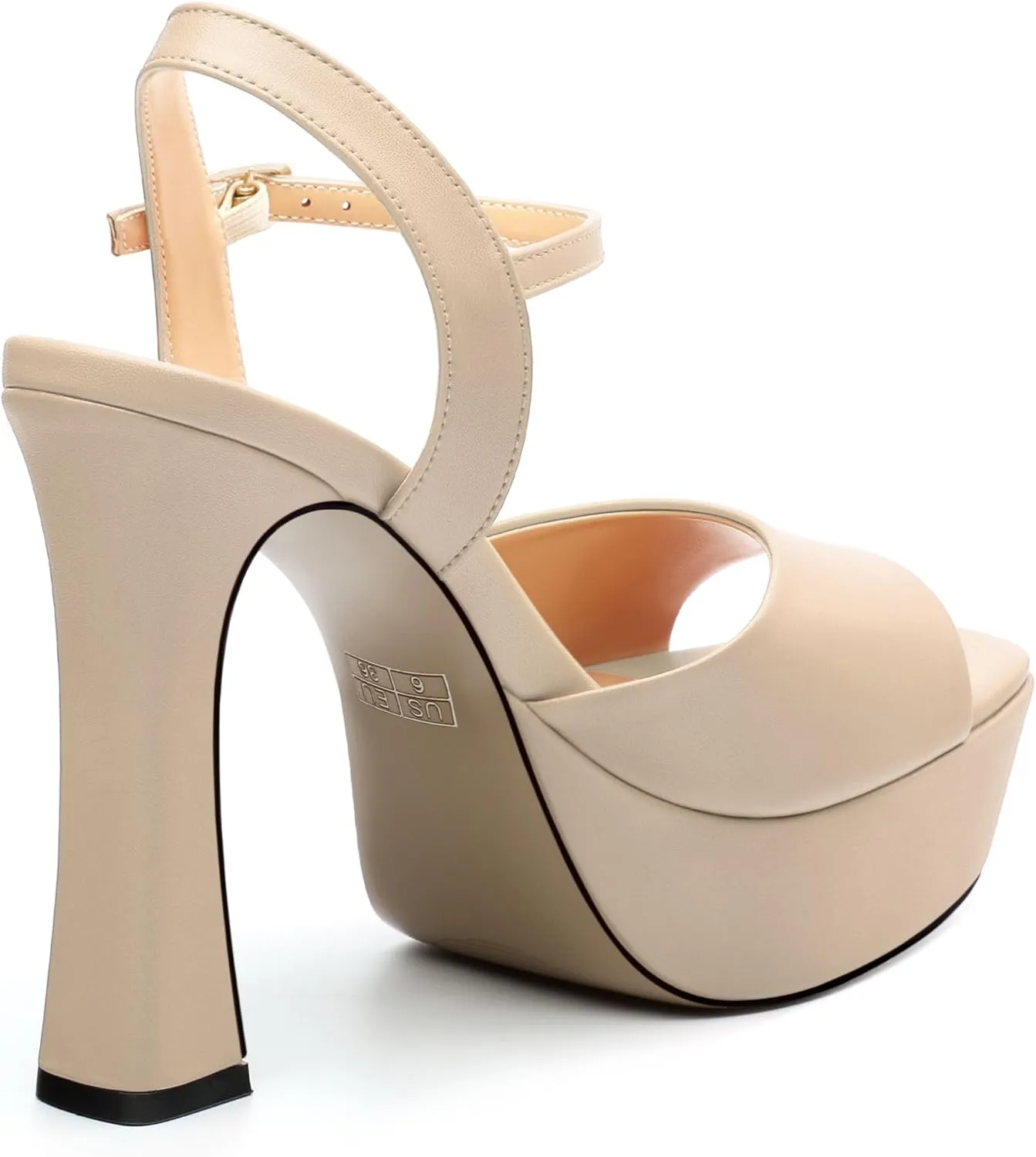 Platform High Heels for Women, Chunky Heels Sandals for Women Comfy Square Open Toe Ankle Strap Stylish Heeled Sandals Party Prom Wedding Dress Pumps Shoes 4.7 Inch
