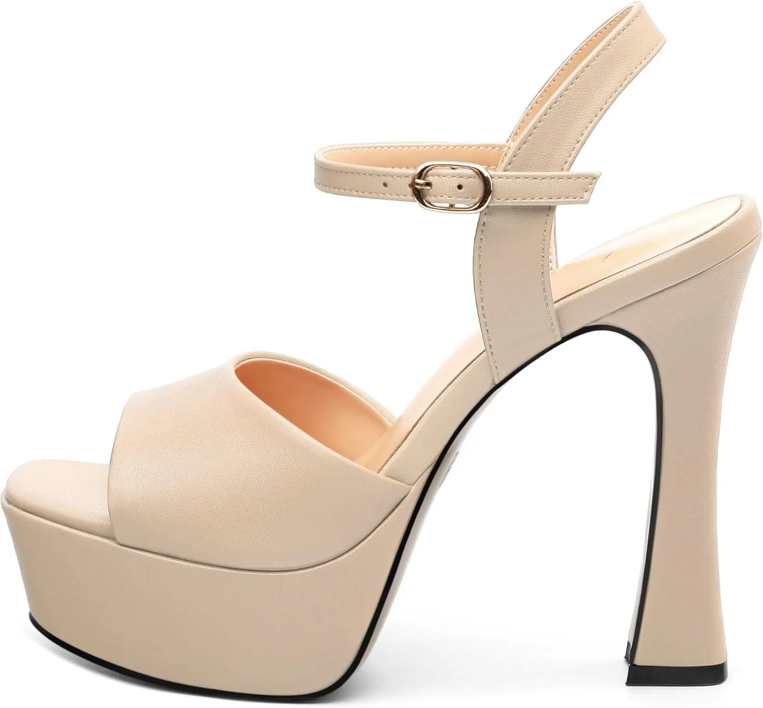 Platform High Heels for Women, Chunky Heels Sandals for Women Comfy Square Open Toe Ankle Strap Stylish Heeled Sandals Party Prom Wedding Dress Pumps Shoes 4.7 Inch