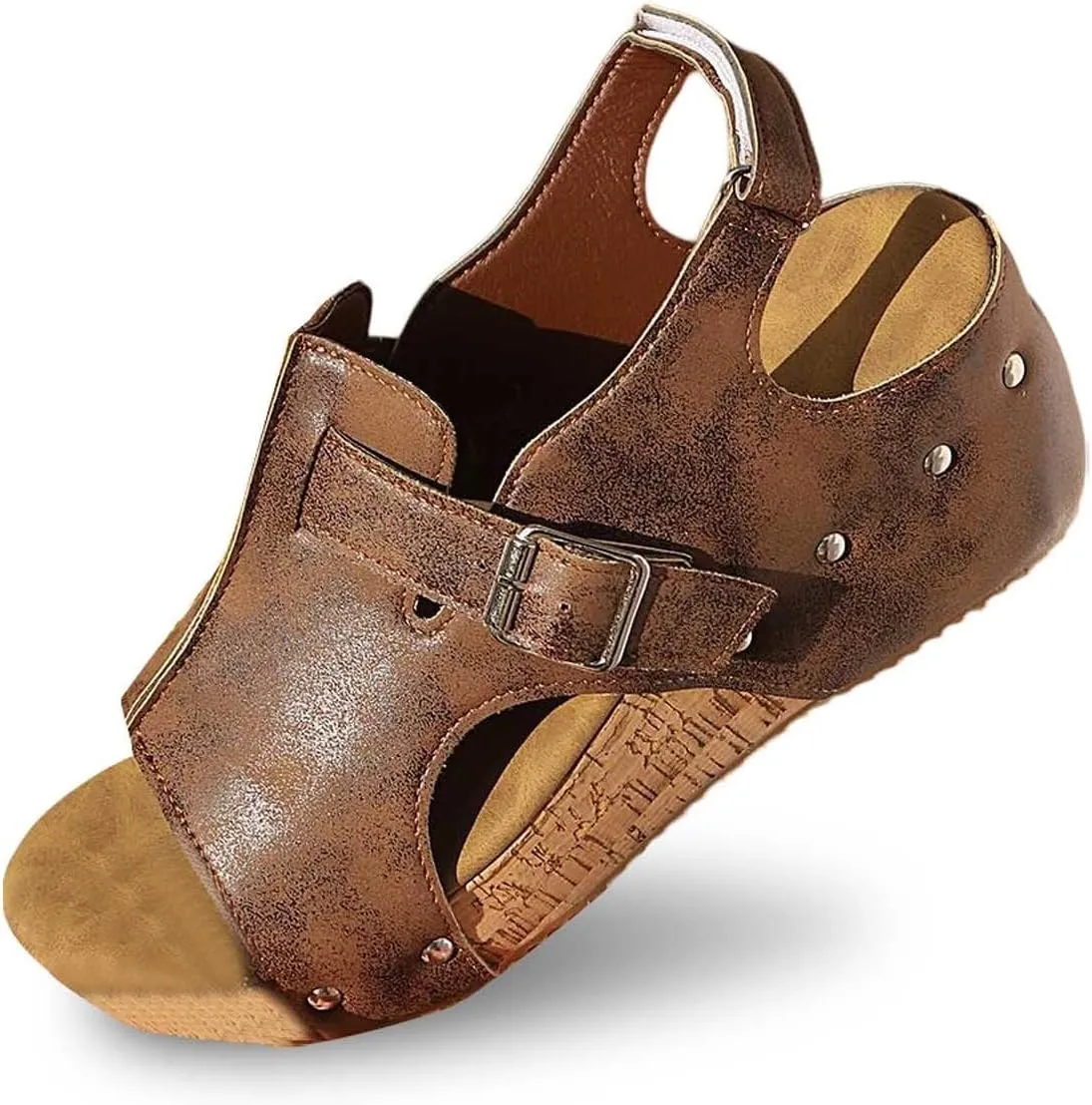 Platform Sandals Women Comfortable Open Toe Cork Sandals Casual Dressy Summer Shoes Slip on Slides Wedge Sandals