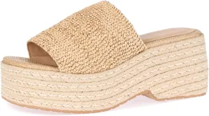 Platform Sandals Women Slip On Wedge Espadrilles for Women Slides Raffia Open Toe Comfort Summer Beach Sandals Bohemian Outdoor Footwear