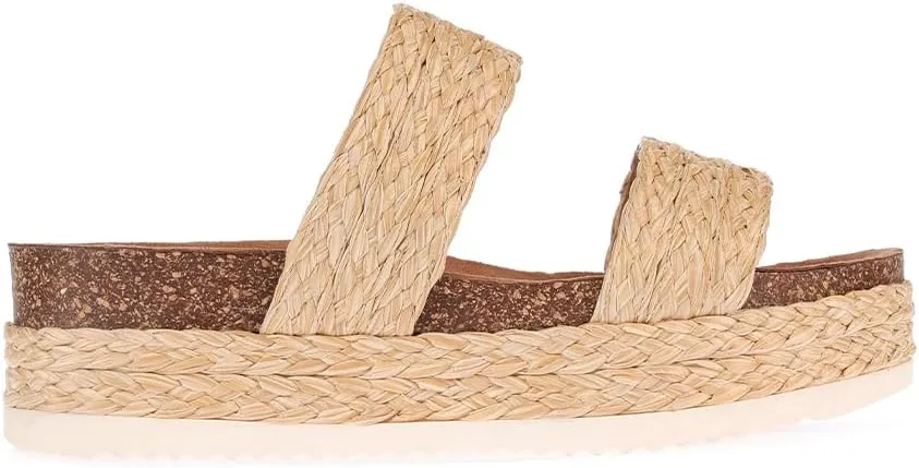 Platform Sandals Women Wedges Slides Espadrilles Bohemia Sandals Raffia Wedge Outdoor Open Toe Beach Sandals