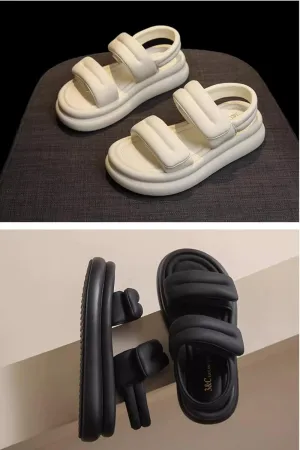 Platform sandals women's new 2024 summer versatile fit leisure sports Roman beach shoes women，Wear-resistant and lightweight, skin-friendly, breathable and comfortable