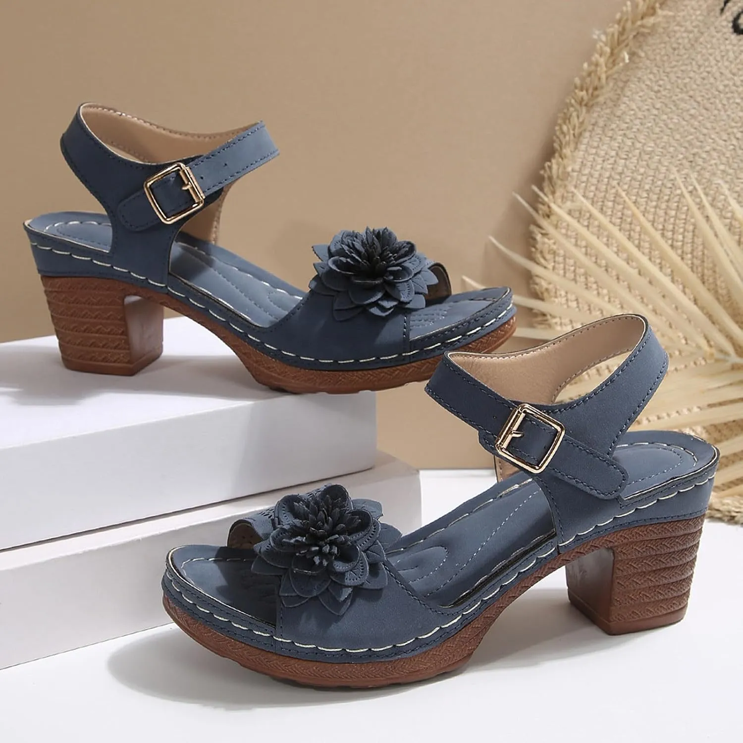 Platform Wedge Sandals for Women 2025 Dressy Summer Ankle Strap Wedges Casual Hollow Out Open Toe Low Heel Comfortable Sandal Work Sandals for Women Office Breathable Dress Shoes